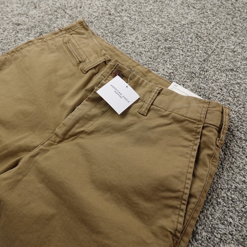 NEW American Eagle Pants Mens 29X30 Brown Beige Chino Relaxed‎ Straight Stretch